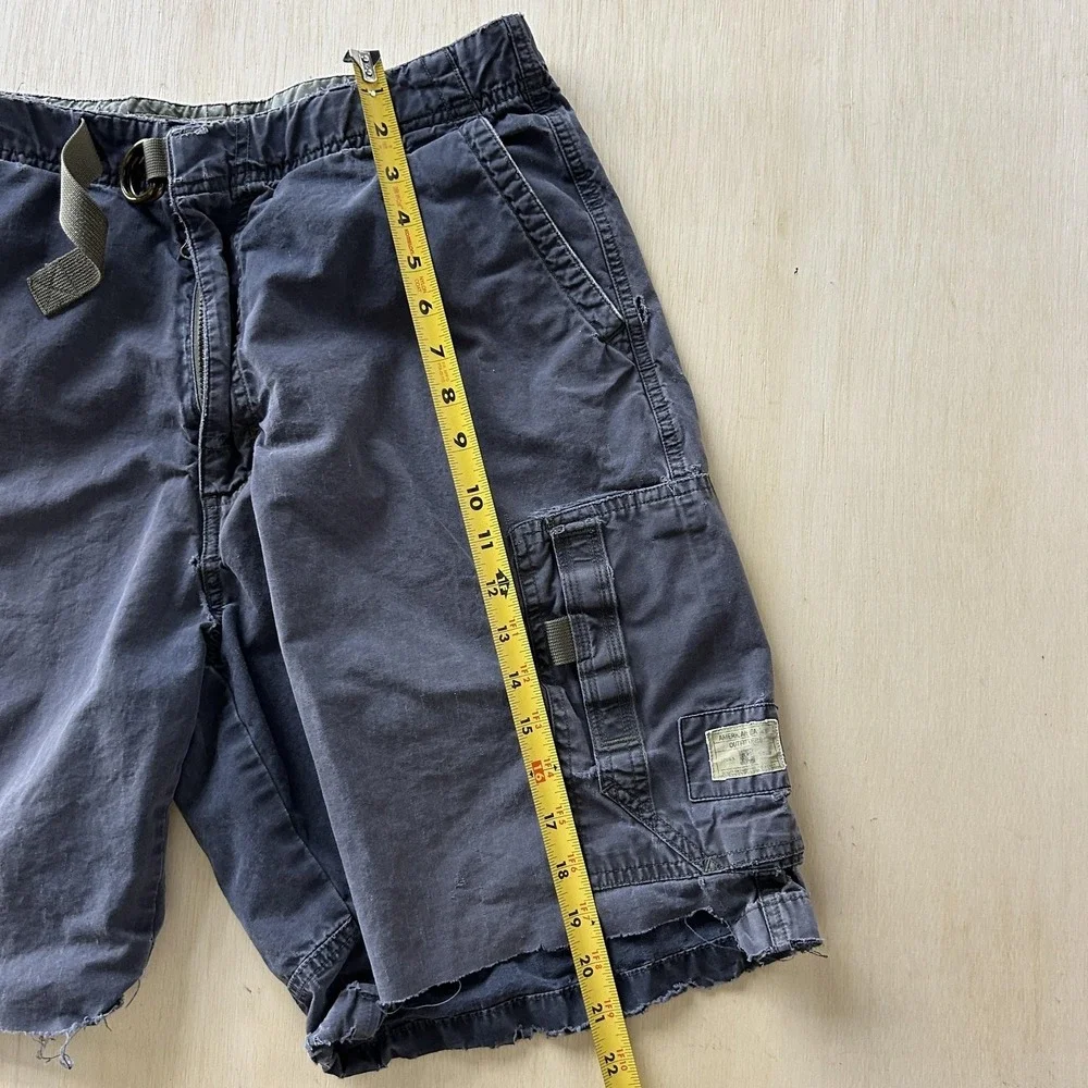 Vintage Y2K American Eagle Cargo Shorts Mens 33 Blue‎ Canvas Distressed
